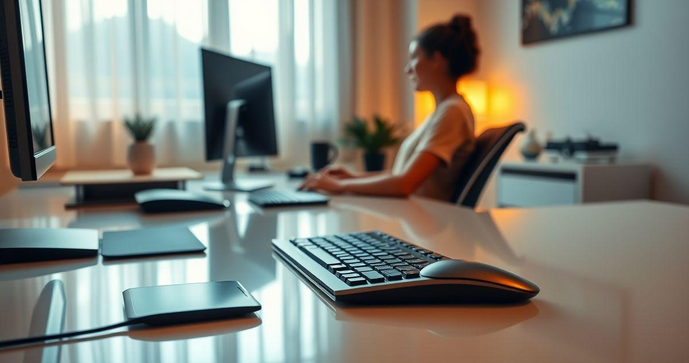 Apoio ergonômico para teclado e mouse é essencial para conforto e saúde no trabalho